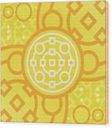 Happy Citrus Geometric Glyph Art In Yellow Orange And White N.0288 Wood Print