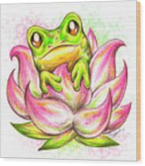 Happy Frog Wood Print