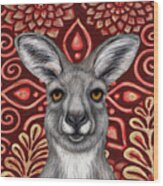 Happy Kangaroo Tapestry Wood Print