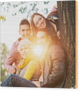 Happy Teenagers In Park. Wood Print