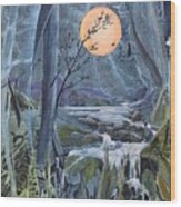 Harvest Moon - The Lakes Wood Print