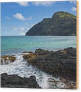 Hawaiian Lighthouse In The Distance Wood Print