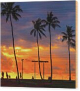 Hawaiian Silhouettes Wood Print