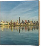 Hazy Golden Chicago Skyline Wood Print