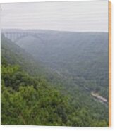 Hazy West Virginia Bridge Wood Print