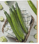 Healthy Organic Green English Cucumbers Wood Print
