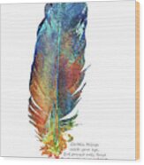 Heart Blessings - Native American Colorful Feather Art - Sharon Cummings Wood Print