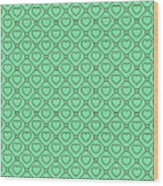 Heart Dots A With Diagonal Grid Pattern In Mint Green And Chocolate Brown N.2298 Wood Print