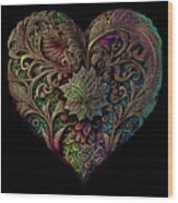 Heart With Lotus Wood Print