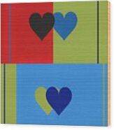 Hearts Pop Art Wood Print