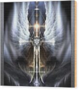 Heavenly Angel Wings Cross Wood Print
