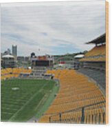 Heinz Stadium With Pittsburgh Skyline Wood Print