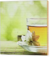 Herbal Cup Of Tea On Wooden Table Wood Print
