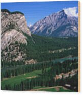 High Angle View Of Banff Springs Golf Course, Banff National Park, Canada Wood Print