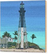 Hillsboro Lighthouse Super Blue Wood Print