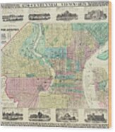 Historic Map Of Philadelphia Pennsylvania 1876 Wood Print