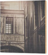 Historic Passageways Of Lyon France Sepia Wood Print