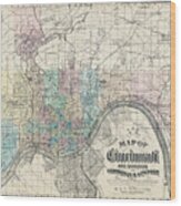 Historical Map Cincinnati Ohio 1890 Wood Print