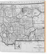 Historical Map State Of Montana 1897 Black And White Wood Print