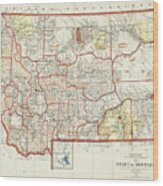 Historical Map State Of Montana 1897 Wood Print