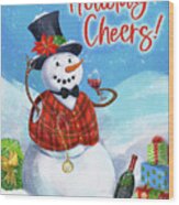 Holiday Cheers Snowman Wood Print