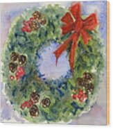 Holiday Wreath Wood Print