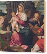 Holy Family With Mary Magdalene And St Catherine Wood Print