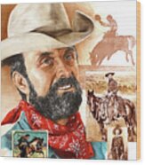 Home On The Range - Portrait Of A Cowboy Wood Print