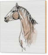 Horse Head Ink Sketch 2019 12 02 Wood Print