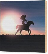 Horse Rider Sunset The West Wood Print