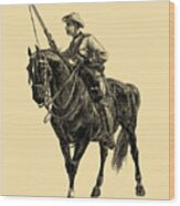 Horse With Soldier Wood Print