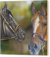 Horses Close-up Wood Print