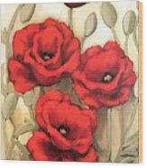 Hot Red Poppies Wood Print