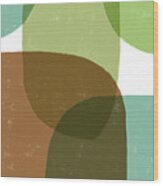 Hues Of The Earth - Contemporary Minimal Abstract Painting - Modern Art - Brown, Green Wood Print