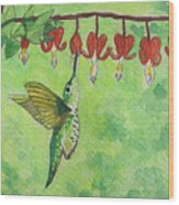 Hummingbird Hearts Wood Print