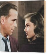 Humphrey Bogart And Lauren Bacall Colorized Wood Print