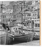 Hydra Island Seaport Wood Print