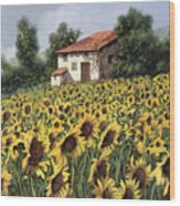 I Girasoli Nel Campo Wood Print