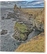 Iceland Cliffs Wood Print