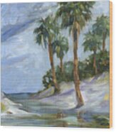 Impressions Of Palms - Waters Edge Ii Wood Print