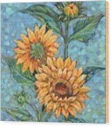 Impressions Of Sunflowers Iv - Bright Wood Print
