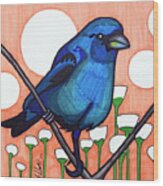 Indigo Bunting Wood Print