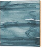 Indigo Water 2- Expressionist Art By Linda Woods Wood Print