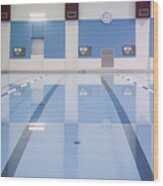 Indoor Swimming Pool With Lane Markers Wood Print