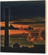 Industrial Landscape At Sundown Wood Print