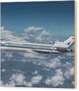 Inflight View Of A Republic Airlines Boeing 727 Wood Print