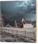 Big Coulee Lutheran Church In Infrared - Ramsey County North Dakota Wood Print