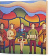 Irish Dancer With Musicians Wood Print