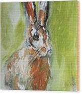 Irish Hare Painting Wood Print
