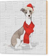 Italian Greyhound Christmas Wood Print
